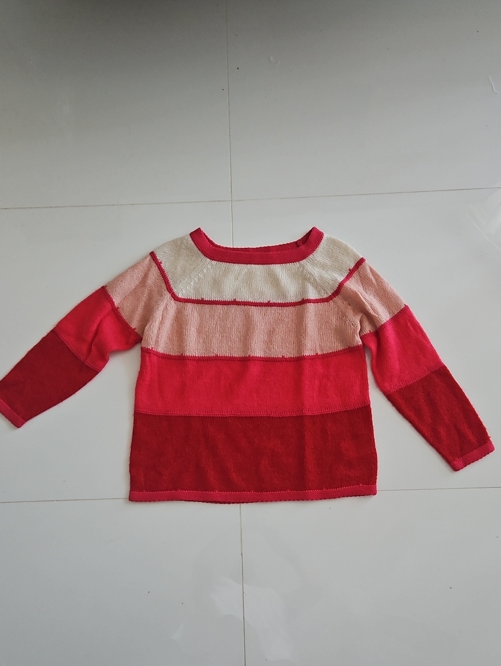 Cooperative Colorblock Striped Crewneck Sweater in Red & Pink